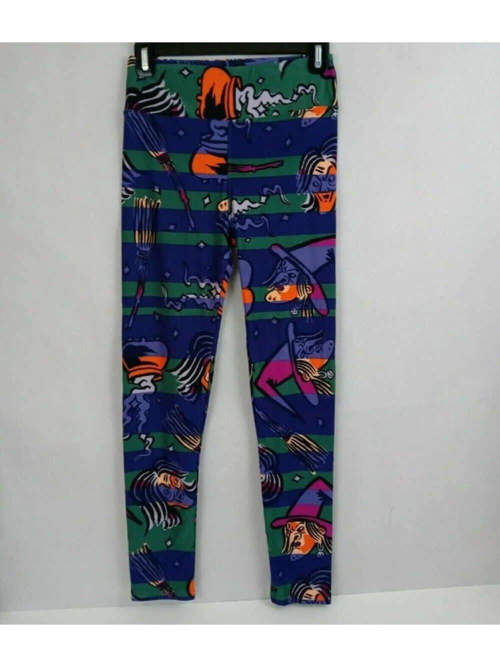 New LuLaRoe One Size Leggings Black With Multi-Colored Witches Design
